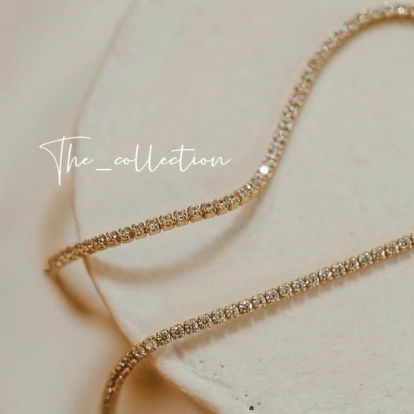 GOLD TENNIS DIAMOND NECKLACE - Picture 3 of 4